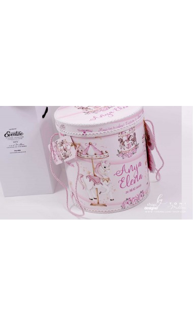 Trusou botez fetita tematic si personalizat cu ponei Pink Carousel 9